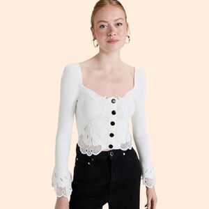 Self-Portrait White Lace Cardigan